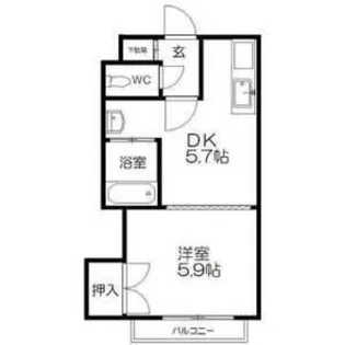 サニープレイス中の島【206号室】の間取り