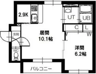 グランディオスⅠ【102号室】の間取り