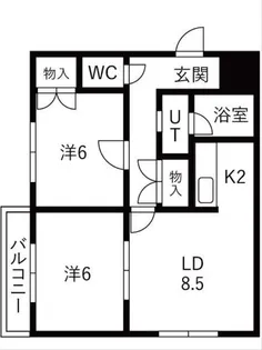 ロードリバー平和通【5階】の間取り