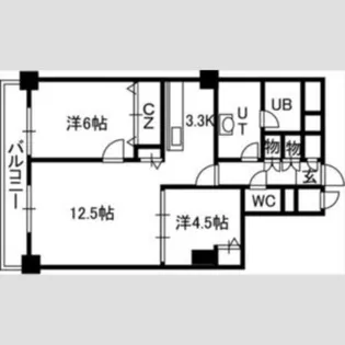 PRIME URBAN札幌 RIVER FRONT【1306号室】の間取り