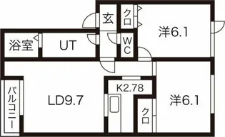 ユーフォリアB【205号室】の間取り