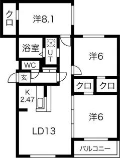 Jewel Sky 天神【4階】の間取り