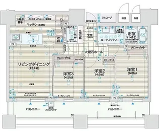 グランファーレ学園前ステーションサイド【1202号室】の間取り