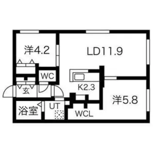 エアフォルク学園前【2階】の間取り