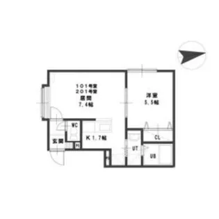 ルミエールHIRO【1階】の間取り