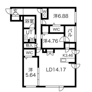 アルファスクエアS17【2階】の間取り