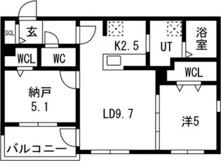 アルファスクエア円山4条【5階】の間取り