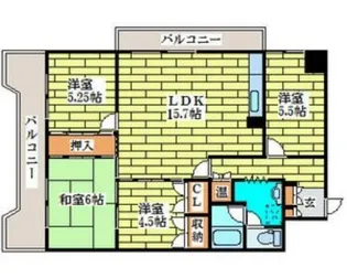 朝日プラザ偕楽園【6階】の間取り