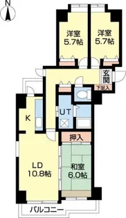 オ・ドミール北19条 【5階】の間取り