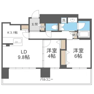 ファインシティ札幌ザノースゲート【2階】の間取り