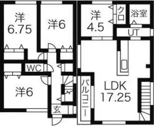 北海道札幌市東区北十六条東19丁目【一戸建】の間取り