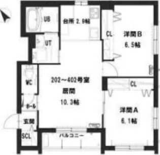 グランメール スカイ プレミアム札幌【4階】の間取り