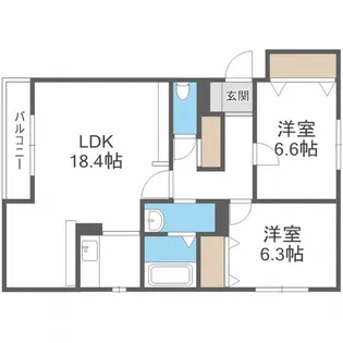 K・CORT【302号室】の間取り