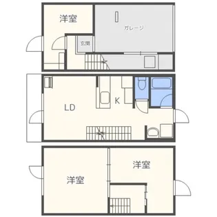 北海道札幌市北区新琴似六条1丁目【テラスハウス】の間取り