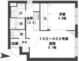 モンレーヴ元町 【102号室】の間取り