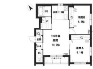 グランメール スカイ プレミアム札幌【1階】の間取り