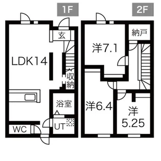 北海道札幌市北区屯田二条1丁目【テラスハウス】の間取り