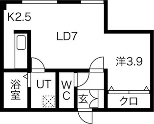 クレアトゥール麻生【1階】の間取り