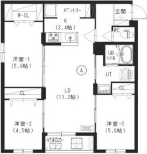 インフィニティN22E1【3階】の間取り