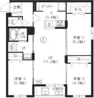 インフィニティN22E1【206号室】の間取り