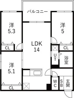 メニーズコート栄南プレミア【1階】の間取り