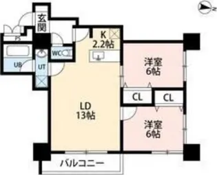 ノルテブリッサ24ロード【6階】の間取り