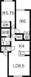 アドバンテージ元町A【102号室】の間取り