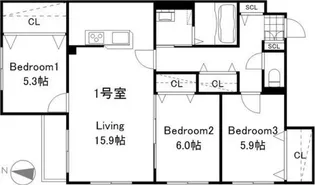 ZABO HILLS MINAMI6JO【1階】の間取り