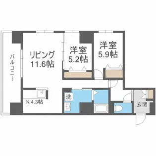 グラン札幌(GRAN SAPPORO)【13階】の間取り
