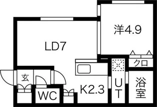 アルファスクエア北24西2【4階】の間取り
