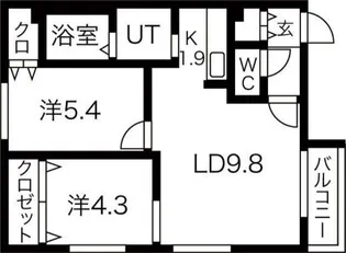 プリエ北33条【4階】の間取り
