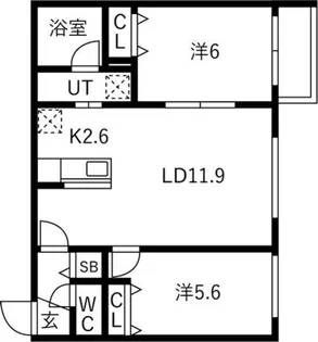 ライトベル新琴似【102号室】の間取り