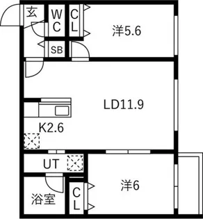 ライトベル新琴似【103号室】の間取り