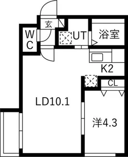 ライトベル新琴似【105号室】の間取り