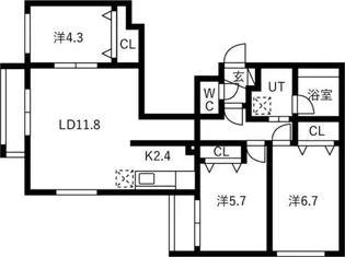ライトベル新琴似【205号室】の間取り