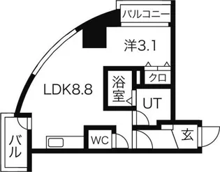 レジデンスタワー札幌【7階】の間取り