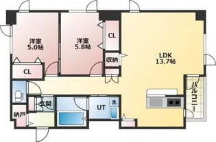 フルリール美香保【4階】の間取り