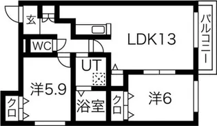 ZABO HILLS新道東【1階】の間取り