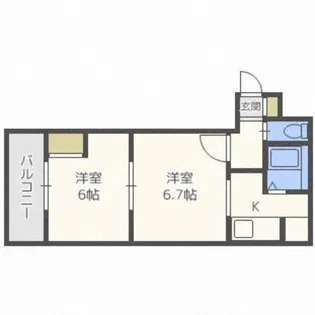 プログレス新琴似【201号室】の間取り