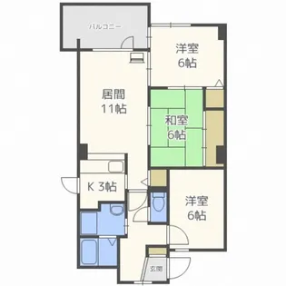 シェスタ麻生館【703号室】の間取り