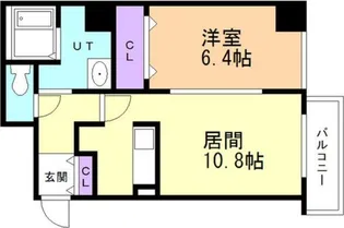レフィナード北12条【6階】の間取り