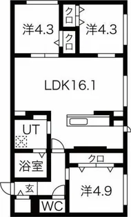 MJクレスト麻生【1階】の間取り