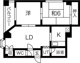 メトロサイドパレス北大前【5階】の間取り