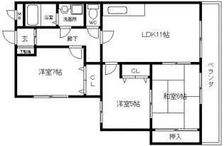 コルティーレ緑ヶ丘【4階】の間取り