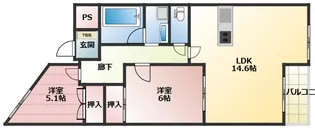 カサクレスト【1階】の間取り