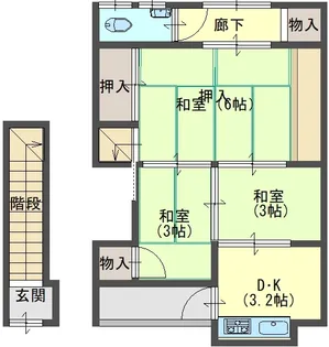 森河内野島文化 西棟【2階】の間取り