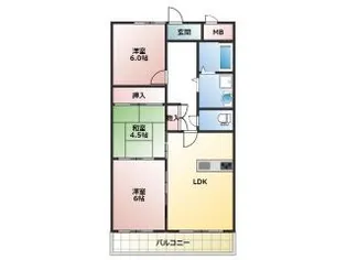 プラザテイクスリー【2階】の間取り