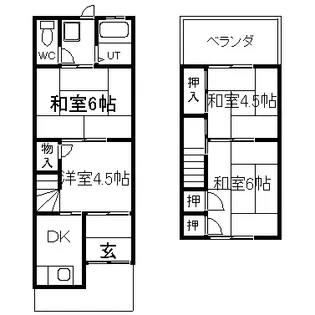 大阪府八尾市福万寺町南1丁目【タウンハウス】の間取り