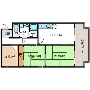 ロイヤル八尾【3階】の間取り