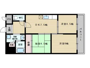 レインボー豊里【4階】の間取り